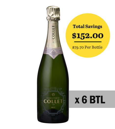 Champagne Collet Brut Bundle - 6 Bottles with Flutes