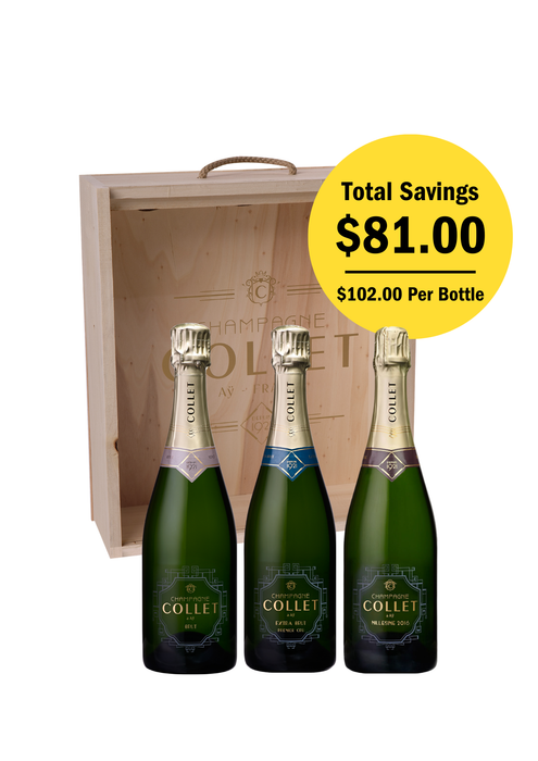 Champagne Collet Trio Bundle with Wooden Gift Box