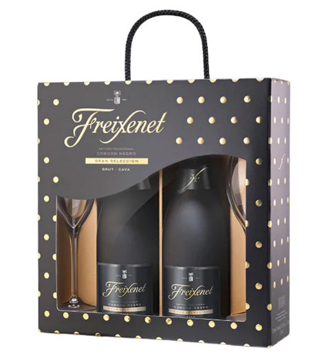 Freixenet Cordon Negro Gran Seleccion (Gift Box with 2 Bottles and 2 Glasses)