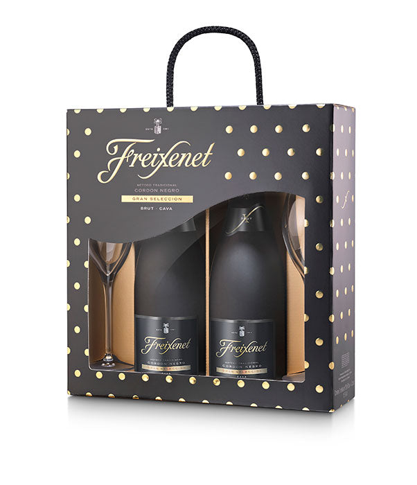 Freixenet Cordon Negro Gran Selecion (Gift Box with 2 Bottles and 2 Glasses)